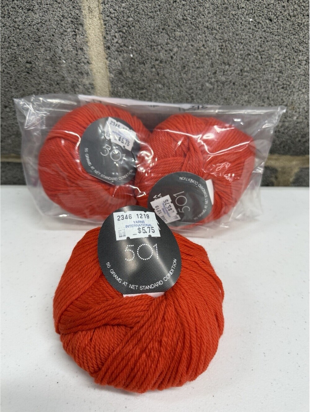Filtura Di Crosa ‘501’ 100% Pure Wool Yarn Shade 212 Orange 3 Skein Lot